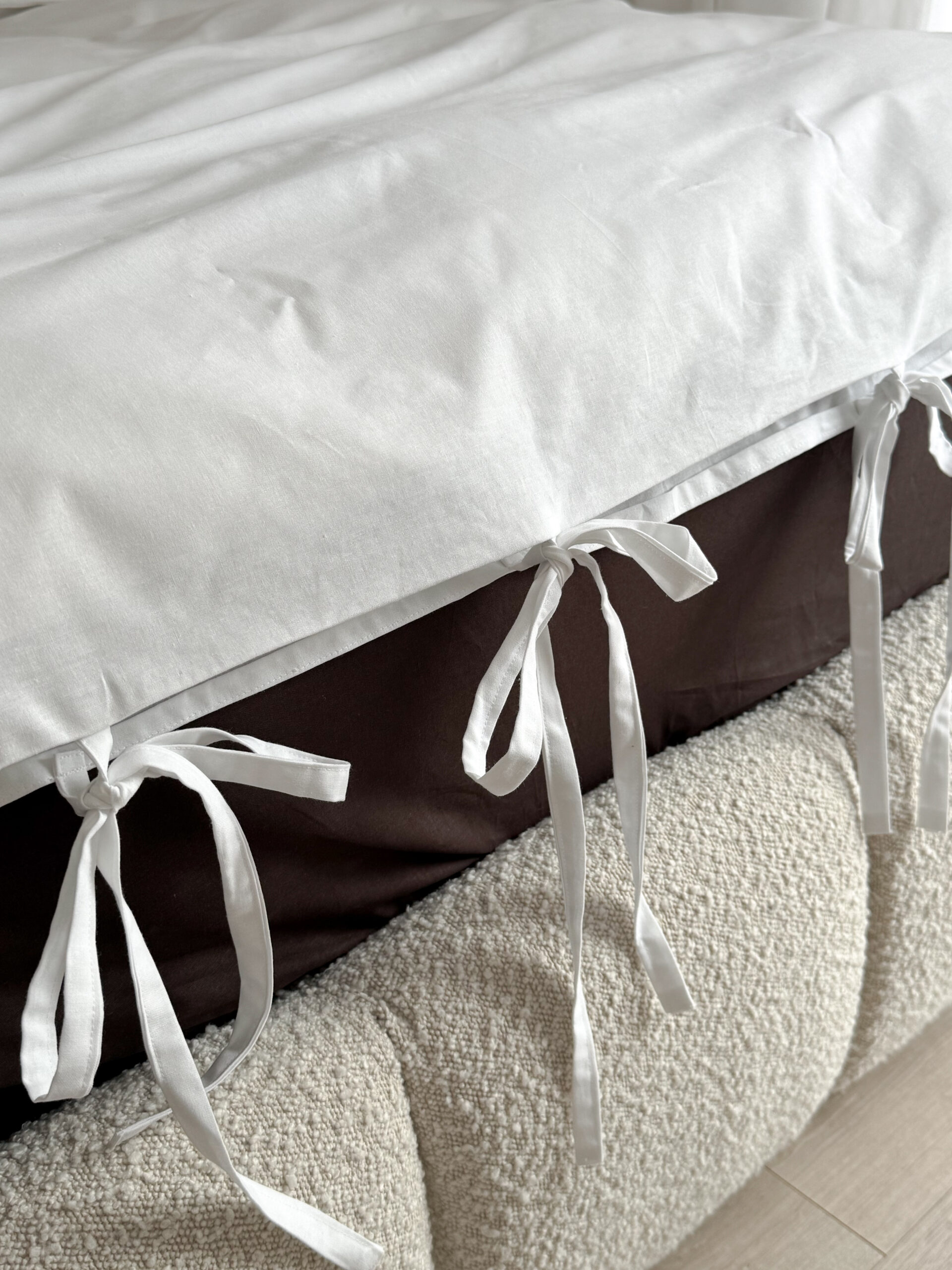 Biała pościel bawełniana z troczkami – Bawełna 145g - obrazek 2